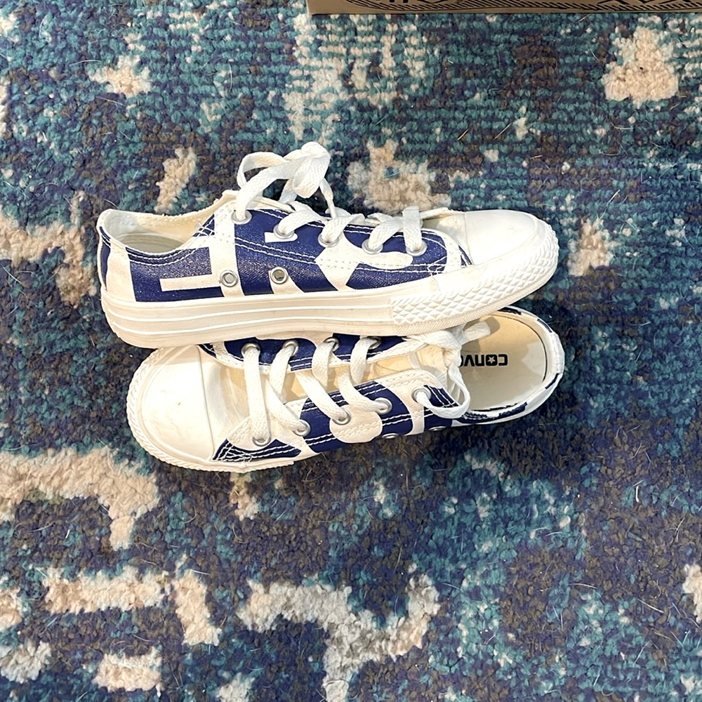 Unisex White/Blue Converse- Youth